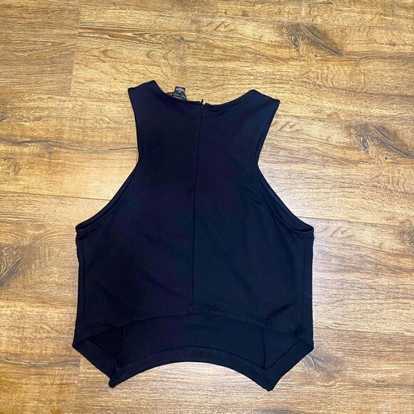 Black Asymmetrical Crop Top - Picture 2 of 3